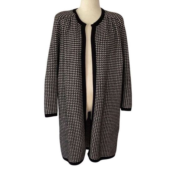 Vintage Valentino Houndstooth Sweater Coat Made In Italy Women’s 10/44 Black Whi - Picture 1 of 8